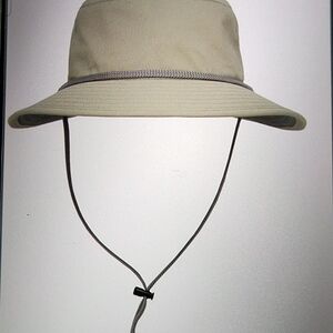 Beige Bucket Hat with Chin Strap